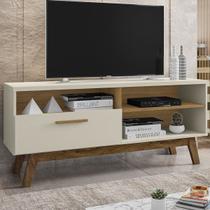 Rack para TV Até 55 Polegadas Santorini 1 Porta Off White/Cinamomo - Pnr Móveis