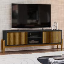 Rack para TV Até 55 Polegadas Sereno 2 Portas 1 Prateleira Preto/Cedro - Olivar Móveis Rack para TV Até 55 Polegadas Sereno 2 Portas 1 Prateleira Preto/Cedro - Olivar Móveis