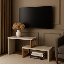 Rack para TV até 58 Polegadas MDF 200cm Netuno Cinza Off White/Nature Rack para TV até 58 Polegadas MDF 200cm Netuno Cinza Off White/Nature