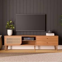 Rack para TV até 60" 01 porta com tela Palhinha e 02 Gavetas 220cm 100% MDF TB311 Dalla Costa