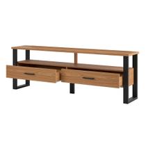 Rack Para TV Até 60 Pol. Estilo Industrial 2 Gavetas F42 Freijó/Preto Fosco - Pradel