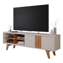 Rack Para Tv Até 60 Polegadas 100% MDF 1 Porta 4 Nichos e Pés Paraty Permobili Off White/Cinamomo