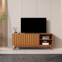 Rack para TV até 60 Polegadas 100% MDF 140cm Pés em Madeira Maciça Pés