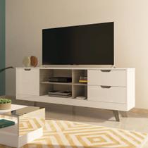 Rack para TV até 60 Polegadas 160cm 2 Gavetas Michigan Bege Off White/Carvalho Rack para TV até 60 Polegadas 160cm 2 Gavetas Michigan Bege Off White/Carvalho