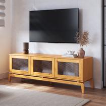 Rack para TV até 60 Polegadas 162cm Pés em Madeira Maciça Vidro Canelado Seiva CabeCasa MadeiraOriginals Marrom Amêndoa Rack para TV até 60 Polegadas 162cm Pés em Madeira Maciça Vidro Canelado Seiva CabeCasa MadeiraOriginals Marrom Amêndoa