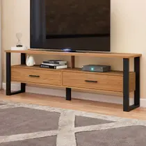 Rack para TV Até 60 Polegadas 2 Gavetas 100% Mdf Freijó/Preto Fosco F42 - Pradel Rack para TV Até 60 Polegadas 2 Gavetas 100% Mdf Freijó/Preto Fosco F42 - Pradel