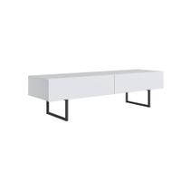 Rack para TV até 60 polegadas 2 gavetas em Aço Carbono e MDF Branco Industrial Artemobili