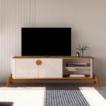 Rack para TV até 60 Polegadas 2 Portas com Pés de Madeira Em MDF Buriti JB Móveis Rack para TV até 60 Polegadas 2 Portas com Pés de Madeira Em MDF Buriti JB Móveis