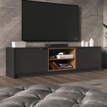 Rack para TV Até 60 Polegadas 2070 2 Portas Grafite/Montana - Quiditá Móveis Rack para TV Até 60 Polegadas 2070 2 Portas Grafite/Montana - Quiditá Móveis