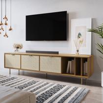 Rack Para TV até 60 Polegadas 3 Gavetas Madeira Maciça Palhinha Yescasa Rack Para TV até 60 Polegadas 3 Gavetas Madeira Maciça Palhinha Yescasa