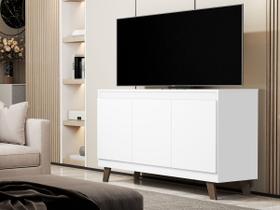 Rack para TV até 60 polegadas 3 Portas Bela Branco Rack Sala Jantar Quarto Retrô Pés Madeira Cozinha Adega 3 Porta Multiuso Organizador s Prateleiras