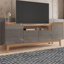 Rack para TV Até 60 Polegadas Belmonte 4 Portas Cinza Perola/Noce - Pnr Móveis