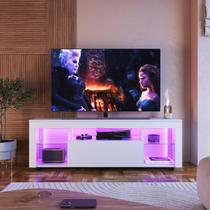 Rack para TV até 60 Polegadas com LED 160cm Gamer 1 Gaveta 2 Prateleiras em Vidro Yescasa Branco Rack para TV até 60 Polegadas com LED 160cm Gamer 1 Gaveta 2 Prateleiras em Vidro Yescasa Branco