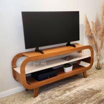 Rack para TV Até 60 Polegadas Luar Cinamomo/Off White - Pnr Móveis Rack para TV Até 60 Polegadas Luar Cinamomo/Off White - Pnr Móveis