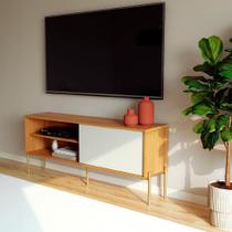 Rack para TV até 60 Polegadas Maelle 100% MDF 1 Porta Freijó e Off White