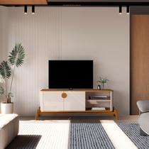 Rack para TV até 60 Polegadas MDF 154cm Pés em Madeira Maciça Puxador e Buriti