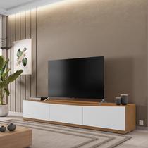 Rack para TV até 60 Polegadas MDF 180cm 2 Portas 1 Gaveta Eros Cedro/Branco Rack para TV até 60 Polegadas MDF 180cm 2 Portas 1 Gaveta Eros Cedro/Branco