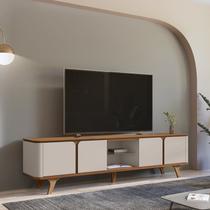 Rack para TV até 60 Polegadas MDF 217cm Pés em Madeira Maciça Cantos Curvos e Roma Rack para TV até 60 Polegadas MDF 217cm Pés em Madeira Maciça Cantos Curvos e Roma