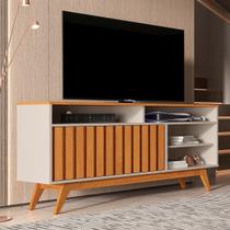 Rack para TV Até 60 Polegadas Real 2 Portas Ripado Off White/Nature - Giga Móveis Rack para TV Até 60 Polegadas Real 2 Portas Ripado Off White/Nature - Giga Móveis