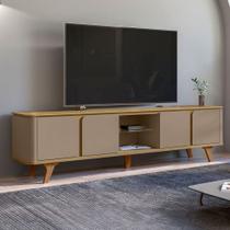 Rack para TV Até 60 Polegadas Romeu 4 Portas 1 Prateleira com Vidro Hannover/Fendi - Pnr Móveis Rack para TV Até 60 Polegadas Romeu 4 Portas 1 Prateleira com Vidro Hannover/Fendi - Pnr Móveis