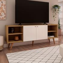 Rack para TV Até 60 Polegadas Vértice 2 Portas 100% Mdf Cinamomo/Off White - Genialflex Rack para TV Até 60 Polegadas Vértice 2 Portas 100% Mdf Cinamomo/Off White - Genialflex
