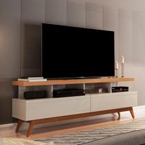 Rack para TV Até 60 Polegadas Vivare Wood 2 Gavetas Off White/Nature - Giga Móveis