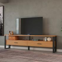 Rack para TV até 65" Estilo Industrial 2,20m com 2 gavetas 100% MDF F43 Pradel Móveis
