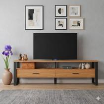 Rack para TV até 65" Estilo Industrial 2,20m com 2 gavetas 100% MDF F43 Pradel Móveis