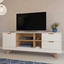 Rack Para Tv Até 65 Michigan Com 2 Gavetas E 4 Nichos Off White/carvalho
