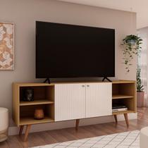 Rack para Tv até 65 Pol 100% Mdf Molduras 45 2 Portas e Pés em Madeira Maciça Rack para Tv até 65 Pol 100% Mdf Molduras 45 2 Portas e Pés em Madeira Maciça