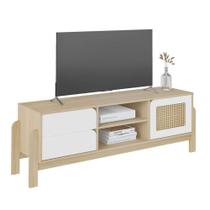 Rack para Tv até 65 Polegadas 1 Porta 2 Gavetas Nature Naturale e Branco 160cm Rack para Tv até 65 Polegadas 1 Porta 2 Gavetas Nature Naturale e Branco 160cm