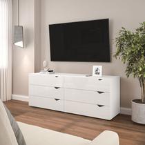 Rack para TV até 65 Polegadas 150,1cm Comoda com 6 Gavetas Porto Branco
