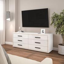 Rack para TV até 65 Polegadas 150,1cm Comoda com 6 Gavetas Valência Branco