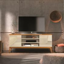 Rack para TV até 65 Polegadas 160cm Pés em Madeira Maciça Titan Bege Off White/Cedro Rack para TV até 65 Polegadas 160cm Pés em Madeira Maciça Titan Bege Off White/Cedro