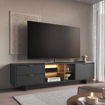 Rack para TV até 65 Polegadas 180cm com LED Aurora Mel/Grafite Yescasa Rack para TV até 65 Polegadas 180cm com LED Aurora Mel/Grafite Yescasa