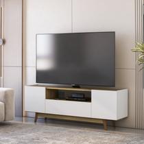 Rack para TV até 65 Polegadas 182cm 3 Portas Porto Belo Branco/Mel