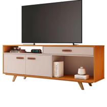 Rack para TV até 65 Polegadas 2 Portas 1 Gaveta Ímpar 160cm Cinamomo/Off White - JCM Movelaria Rack para TV até 65 Polegadas 2 Portas 1 Gaveta Ímpar 160cm Cinamomo/Off White - JCM Movelaria