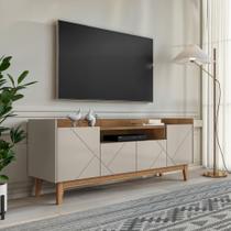 Rack para TV até 65 Polegadas 4 Portas com Pés de Madeira Maciça Adria Casa D