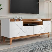 Rack para TV Até 65 Polegadas Andriely 4 Portas Branco/Cedro - Pnr Móveis