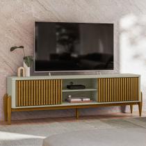 Rack para TV Até 65 Polegadas Citrino 2 Portas 1 Prateleira Off White/Cedro - Pnr Móveis Rack para TV Até 65 Polegadas Citrino 2 Portas 1 Prateleira Off White/Cedro - Pnr Móveis