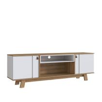 Rack Para Tv Até 65 Polegadas Com 2 Portas E 2 Nichos Centrais Mel Branco