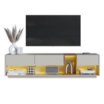 Rack para Tv até 65 Polegadas com 3 Gavetas e 1 Nicho com Iluminação em Led RGB Mel/Arenas - RA8001MA Rack para Tv até 65 Polegadas com 3 Gavetas e 1 Nicho com Iluminação em Led RGB Mel/Arenas - RA8001MA