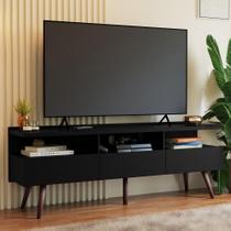Rack para TV até 65 Polegadas com Pés Retro Preto Londres Madesa Rack para TV até 65 Polegadas com Pés Retro Preto Londres Madesa