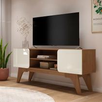 Rack para TV Até 65 Polegadas Duetto 2 Portas Cinamomo/Off White - Artely Móveis Rack para TV Até 65 Polegadas Duetto 2 Portas Cinamomo/Off White - Artely Móveis