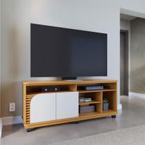 Rack para TV Até 65 Polegadas Jurerê 2 Portas Ripado Naturale/Off White Matte - Colibri