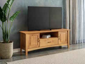 Rack para TV até 65 Polegadas Madeira Maciça 160cm Pés em Madeira Maciça 2 Portas 1 Gaveta Bella