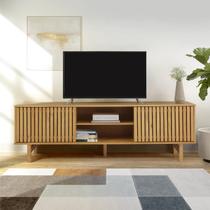 Rack para TV até 65 Polegadas Madeira Maciça 190cm Pés em Madeira Maciça Magna Porta Ripada CabeCasa MadeiraOriginals