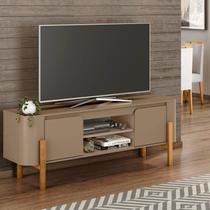 Rack para TV até 65 Polegadas MDF 160cm Pés em Madeira Maciça Camburi Marrom Fendi Rack para TV até 65 Polegadas MDF 160cm Pés em Madeira Maciça Camburi Marrom Fendi