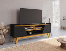 Rack para TV até 65 Polegadas MDF 160cm Pés em Madeira Maciça Turim 2 Portas 1 Prateleira