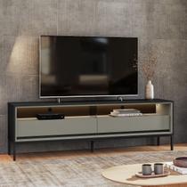 Rack para TV até 65 Polegadas MDF 180cm Ind Fusion 2 Gavetas com Iluminação em Lead Preto/Off White/Cinza Rack para TV até 65 Polegadas MDF 180cm Ind Fusion 2 Gavetas com Iluminação em Lead Preto/Off White/Cinza